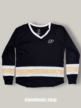 Purdue University Long Sleeve V-neck Shirt, Size M
